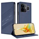 For Realme GT3 Embossed Multi-functional Wallet Retro Leather Phone Case(Dark Blue) - 1
