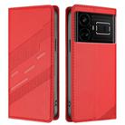 For Realme GT5 Embossed Multi-functional Wallet Retro Leather Phone Case(Red) - 2