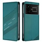 For Realme GT5 Embossed Multi-functional Wallet Retro Leather Phone Case(Dark Green) - 2