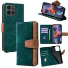 For Motorola Moto G 5G 2025 Color Stitching Skin Feel Leather RFID Blocking Phone Case(Green) - 1