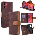 For Motorola Moto G05 Color Stitching Skin Feel Leather RFID Blocking Phone Case(Brown) - 1