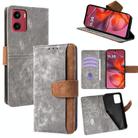 For Motorola Moto G05 Color Stitching Skin Feel Leather RFID Blocking Phone Case(Grey) - 1