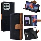 For Motorola Moto G75 5G Color Stitching Skin Feel Leather RFID Blocking Phone Case(Black) - 1