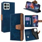 For Motorola Moto G75 5G Color Stitching Skin Feel Leather RFID Blocking Phone Case(Blue) - 1