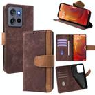 For Motorola Moto G Stylus 5G 2025 Color Stitching Skin Feel Leather RFID Blocking Phone Case(Brown) - 1