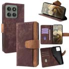 For Motorola Edge 60 Pro 5G Color Stitching Skin Feel Leather RFID Blocking Phone Case(Brown) - 1