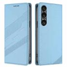 For Sony Xperia 1 VII Embossed Multi-functional Wallet Retro Leather Phone Case(Light Blue) - 2