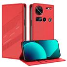 For ZTE nubia Z70 Ultra Embossed Multi-functional Wallet Retro Leather Phone Case(Red) - 1