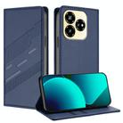 For ZTE Axon 60 Lite Embossed Multi-functional Wallet Retro Leather Phone Case(Dark Blue) - 1