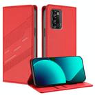 For ZTE Blade V40 Embossed Multi-functional Wallet Retro Leather Phone Case(Red) - 1