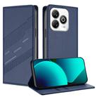 For ZTE Blade V60 Smart Embossed Multi-functional Wallet Retro Leather Phone Case(Dark Blue) - 1