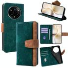 For Realme 14 Pro 5G Global Color Stitching Skin Feel Leather RFID Blocking Phone Case(Green) - 1