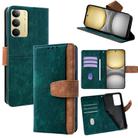 For Realme C75 4G / 14x 5G Global Color Stitching Skin Feel Leather RFID Blocking Phone Case(Green) - 1