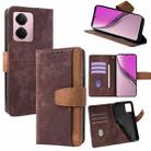 For Realme P3 Pro 5G Global Color Stitching Skin Feel Leather RFID Blocking Phone Case(Brown) - 1