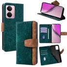 For Realme P3 Pro 5G Global Color Stitching Skin Feel Leather RFID Blocking Phone Case(Green) - 1