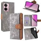 For Realme P3 Pro 5G Global Color Stitching Skin Feel Leather RFID Blocking Phone Case(Grey) - 1