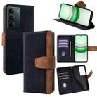 For Realme C71 4G Color Stitching Skin Feel Leather RFID Blocking Phone Case(Black) - 1