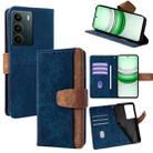 For Realme C71 4G Color Stitching Skin Feel Leather RFID Blocking Phone Case(Blue) - 1
