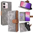 For OPPO A5 Pro 5G Global Color Stitching Skin Feel Leather RFID Blocking Phone Case(Grey) - 1