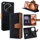 For OPPO Find X8 Ultra 5G Color Stitching Skin Feel Leather RFID Blocking Phone Case(Black) - 1