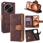 For OPPO Find X8 Ultra 5G Color Stitching Skin Feel Leather RFID Blocking Phone Case(Brown) - 1
