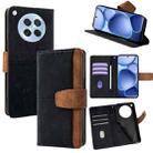 For OPPO Find X8s 5G Color Stitching Skin Feel Leather RFID Blocking Phone Case(Black) - 1