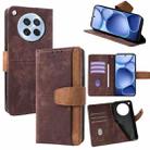 For OPPO Find X8s 5G Color Stitching Skin Feel Leather RFID Blocking Phone Case(Brown) - 1