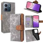 For OPPO A5x 5G Color Stitching Skin Feel Leather RFID Blocking Phone Case(Grey) - 1