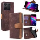 For TCL 503 4G Color Stitching Skin Feel Leather RFID Blocking Phone Case(Brown) - 1