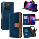 For TCL 503 4G Color Stitching Skin Feel Leather RFID Blocking Phone Case(Blue) - 1