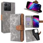 For TCL 503 4G Color Stitching Skin Feel Leather RFID Blocking Phone Case(Grey) - 1