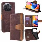 For TCL 60R 5G Color Stitching Skin Feel Leather RFID Blocking Phone Case(Brown) - 1