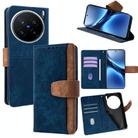 For vivo X200 Pro Color Stitching Skin Feel Leather RFID Blocking Phone Case(Blue) - 1