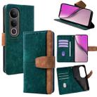 For vivo V50 Lite 5G Color Stitching Skin Feel Leather RFID Blocking Phone Case(Green) - 1