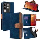 For vivo Y29 4G Global Color Stitching Skin Feel Leather RFID Blocking Phone Case(Blue) - 1