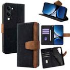 For vivo Y29s 5G / Y04 4G Global Color Stitching Skin Feel Leather RFID Blocking Phone Case(Black) - 1