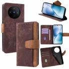 For vivo X200s 5G Color Stitching Skin Feel Leather RFID Blocking Phone Case(Brown) - 1
