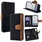 For ZTE Kantan Sumaho 4 A402ZT Color Stitching Skin Feel Leather RFID Blocking Phone Case(Black) - 1