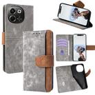 For Tecno Pova 6 Neo 5G / Spark 30 5G Color Stitching Skin Feel Leather RFID Blocking Phone Case(Grey) - 1