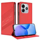 For Redmi Note 14 5G Embossed Multi-functional Wallet Retro Leather Phone Case(Red) - 1