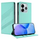 For Redmi Note 14 5G Embossed Multi-functional Wallet Retro Leather Phone Case(Mint Green) - 1