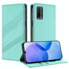 For Redmi 9T Embossed Multi-functional Wallet Retro Leather Phone Case(Mint Green) - 1