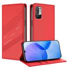 For Redmi 10 4G Embossed Multi-functional Wallet Retro Leather Phone Case(Red) - 1