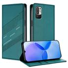 For Redmi 10 4G Embossed Multi-functional Wallet Retro Leather Phone Case(Dark Green) - 1