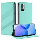 For Redmi 10 4G Embossed Multi-functional Wallet Retro Leather Phone Case(Mint Green) - 1