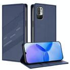 For Redmi 10 4G Embossed Multi-functional Wallet Retro Leather Phone Case(Dark Blue) - 1