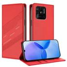 For Redmi 10C Embossed Multi-functional Wallet Retro Leather Phone Case(Red) - 1