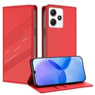 For Redmi 12 Embossed Multi-functional Wallet Retro Leather Phone Case(Red) - 1