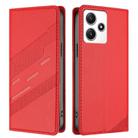 For Redmi 12 Embossed Multi-functional Wallet Retro Leather Phone Case(Red) - 2