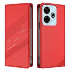 For Redmi 13 4G Embossed Multi-functional Wallet Retro Leather Phone Case(Red) - 2